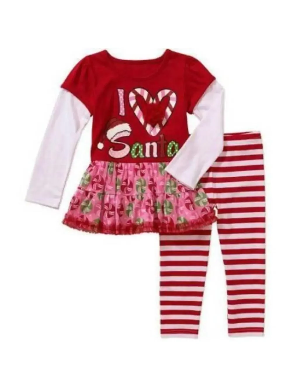 Healthtex 6 Pc Christmas Set Girls 24 mths Shirt & Leggings Tunic Pants Toddler